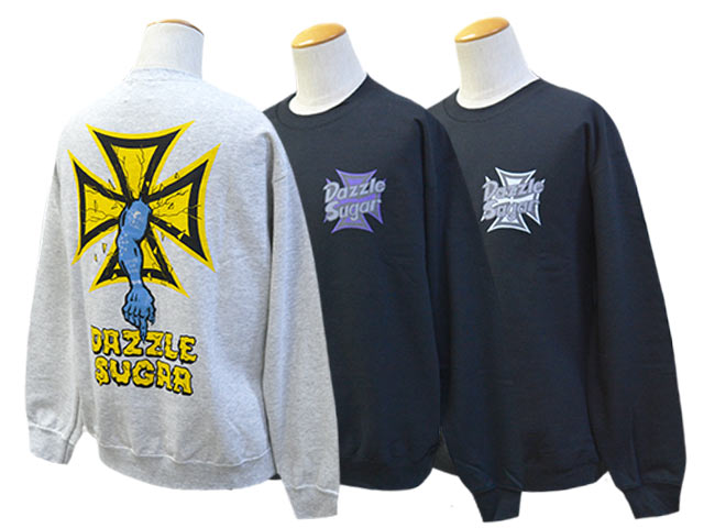 全3色【DAZZLE SUGAR/ダズルシュガー】2025SS「Crew Neck Sweat/クルーネックスウェット」 (ホイールズアパレル/アメカジ/ストリート/ハーレー/トライアンフ/バイカー/バイク/チョッパー/ボバー/カスタム/ホットロッド/モーターサイクル/WOLF PACK/ウルフパック)