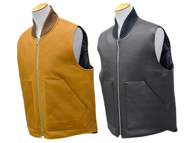 全2色【CWORKS by FINE CREEK\u0026CO/シーワークス バイ ファインクリークアンドコー】「Deerskin Work Vest”Cedar”/ディアスキンワークベスト”シーダー”」(CWVE001)(ファインクリークレザーズ/ハイラージレザーズ/アメカジ/革ジャン/WOLF PACK/狼容器に並べる)