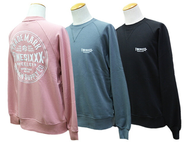 全3色【FINESIXXX/ファインシックス】2025AW「Trade Mark Embroidery Sweat/トレードマークエンブロイダリースウェット」(FS-2025AW-003)(アメカジ/ハーレー/バイ鉄道車両/自動二輪車/クリーヴァ/カスタム/熱っぽい極点/WOLF PACK/狼風呂敷き包み)