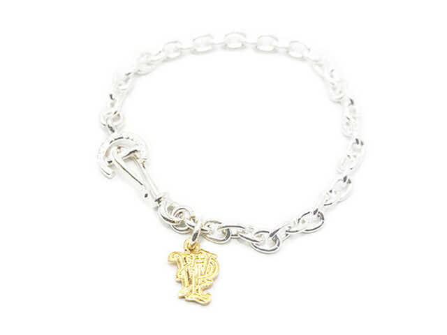 別注【FIRST ARROW\u0027s/ファーストアローズ】×【WOLF PACK/狼風呂敷き包み】「1.5φ Chain Bracelet with K18 Shakin\u0027 Logo/K18シェイキンロゴ付き添い人1.5φチェーン店腕輪」(BR-WP02-K18)(原住民/北米インディアン/宝飾品/アメカジ/佩び物/差し上げ物)