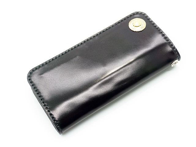【FIRST ARROW's/ファーストアローズ】「Cordvan Leather Wallet with K18 Special Concho/K18スペシャルコンチョ付きコードバンレザーウォレット」(L-057)(ネイティブ/インディアン/財布/シルバー/アメカジ/アクセサリー/プレゼント/WOLF PACK/ウルフパック)｜WOLF PACK店