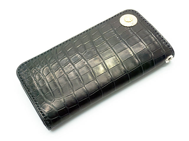 【FIRST ARROW's/ファーストアローズ】「Crocodile Leather Wallet with K18 Special Concho/K18スペシャルコンチョ付きクロコダイルレザーウォレット」(L-059) (ネイティブ/インディアン/財布/シルバー/アメカジ/アクセサリー/プレゼント/WOLF PACK/ウルフパック)