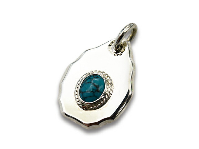 【FIRST ARROW's/ファーストアローズ】「Flat Hammered Metal with Turquoise/ターコイズ付き平打ちメタルペンダントトップ」(P-020)(ネイティブ/インディアン/ジュエリー/ハンドメイド/シルバー/アメカジ/ハーレー/アクセサリー/プレゼント/WOLF PACK/ウルフパック)｜WOLF PACK店 30,245円