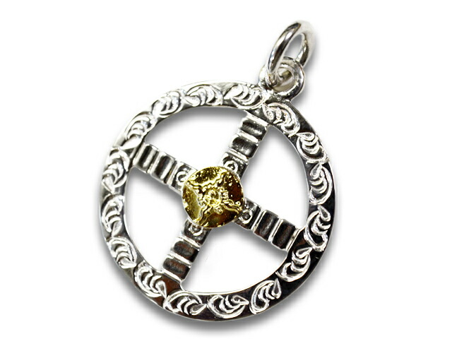 【FIRST ARROW\u0027s/ファーストアローズ】「Medicine Wheel Pendant Top with K18”35φ”/K18付き添い人メディスンホイールペンダントップ”35φ”」(P-159)(原住民/北米インディアン/宝飾品/しろがね色/アメカジ/佩び物/差し上げ物/WOLF PACK/狼風呂敷き包み)