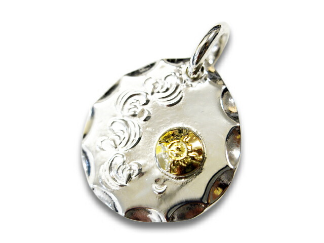 【FIRST ARROW's/ファーストアローズ】「Floating Arabesque Carving Metal Top with K18”25φ”/K18付き浮き唐草タタキメタルトップ”25φ”」(P-414) (ネイティブ/インディアン/ジュエリー/ハンドメイド/アメカジ/アクセサリー/プレゼント/WOLF PACK/ウルフパック)