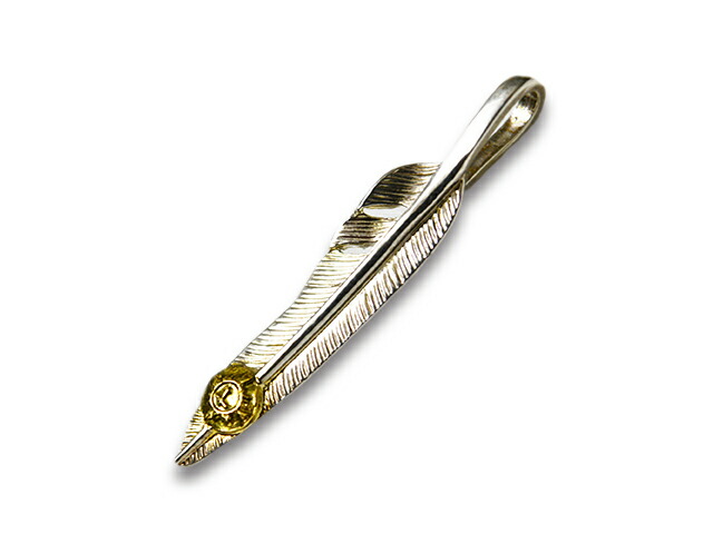 【FIRST ARROW's/ファーストアローズ】「Small Kazekiri Feather with K18”Left”/K18付きスモール風切りフェザー”左向き”」(P-432L)(ネイティブ/インディアン/ジュエリー/ハンドメイド/シルバー/アメカジ/アクセサリー/プレゼント/WOLF PACK/ウルフパック)|WOLF PACK店