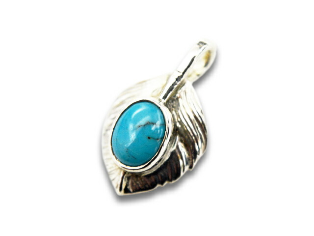 【FIRST ARROW's/ファーストアローズ】「Large Heart Feather with Turquoise”Right”/ターコイズ付きラージハートフェザー”右向き”」(P-CUS-001R)(ネイティブ/インディアン/ジュエリー/ハンドメイド/アメカジ/アクセサリー/プレゼント/WOLF PACK/ウルフパック)|WOLF PACK店