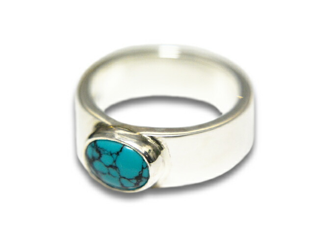 【FIRST ARROW\u0027s/ファーストアローズ】「Flat Hammered 8粍 Plane Ring with Turquoise/青緑色付き添い人平打8粍プレーンリング」(R-081)(原住民/北米インディアン/宝飾品/お手てお手伝いさん/しろがね色/アメカジ/付属物/差し上げ物/WOLF PACK/狼容器に並べる)