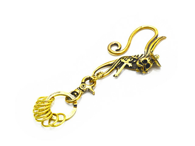 【galcia/ガルシア】「Swallow Skull Brass Key Holder Hook/スワロースカルブラスキーホルダーフック」(KBLC-006)(Silver925/Brass/宝飾品/ハーレー/差し上げ物/付属物/アメカジ/WOLF PACK/狼容器に並べる)