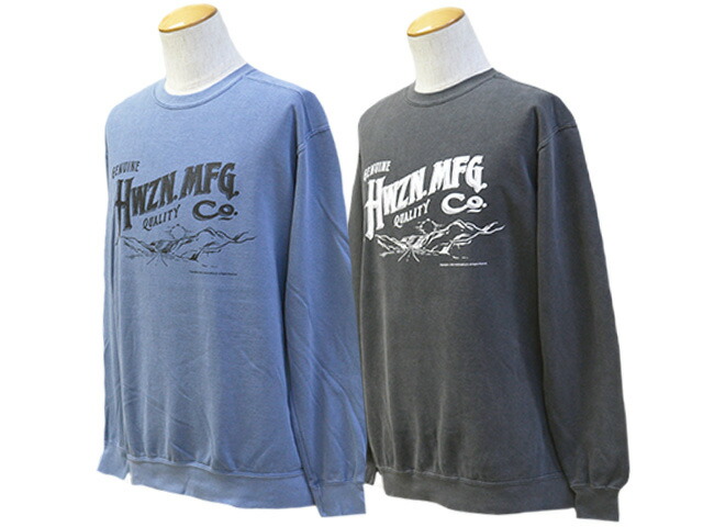 【HWZN BROSS/ハウゼンブロス】2023AW「Garment Dyed Crew Neck Sweat Shirts/ガーメントダイドクルーネックスウェットシャツ」【対応】 (ホイールズアパレル/アメカジ/ホットロッド/ハーレー/WOLF PACK/ウルフパック)