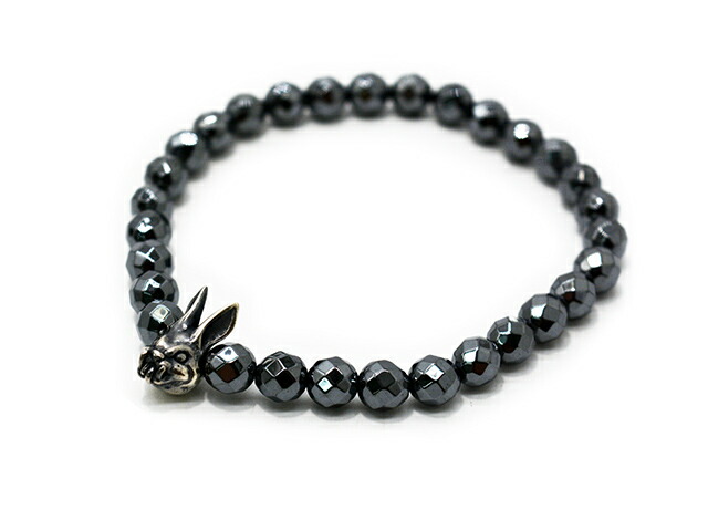 【MAD CULT/マッドカルト】「Evil Rabbit Stone Bracelet&rdquo;Cut Hematite&rdquo;/イービルラビットストーンブレスレット&rdquo;カットヘマタイト&rdquo;」(SB-22)(Silver925/アクセサリー/ハーレー/ホットロッド/アメカジ/ハンドメイド/WOLF PACK/ウルフパック)｜WOLF PACK店