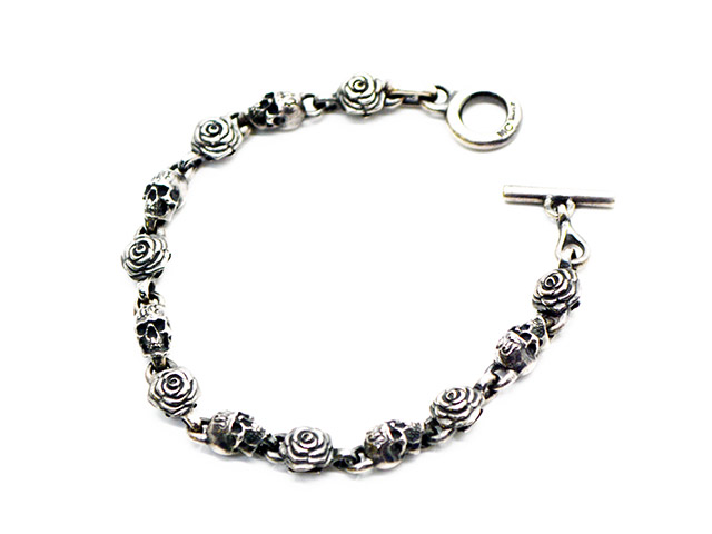【MAD CULT/マッドカルト】「Rose and FB Bracelet/サクラ色アンドFB腕輪」(B-22)(Silver925/佩び物/宝飾品/差し上げ物/バイ鉄道車両/ハーレー/熱っぽい極点/アメカジ/お手々お手伝いさん/WOLF PACK/狼風呂敷き包み)