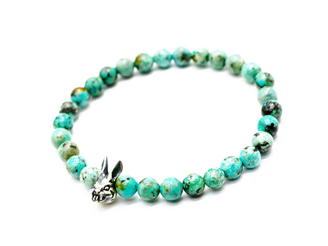 【MAD CULT/マッドカルト】「Evil Rabbit Stone Bracelet”African Turquoise”/イービルラビットストーンブレスレット”アフリカンターコイズ”」(SB-22) (Silver925/アクセサリー/ハーレー/ホットロッド/アメカジ/ハンドメイド/WOLF PACK/ウルフパック) 12,320円