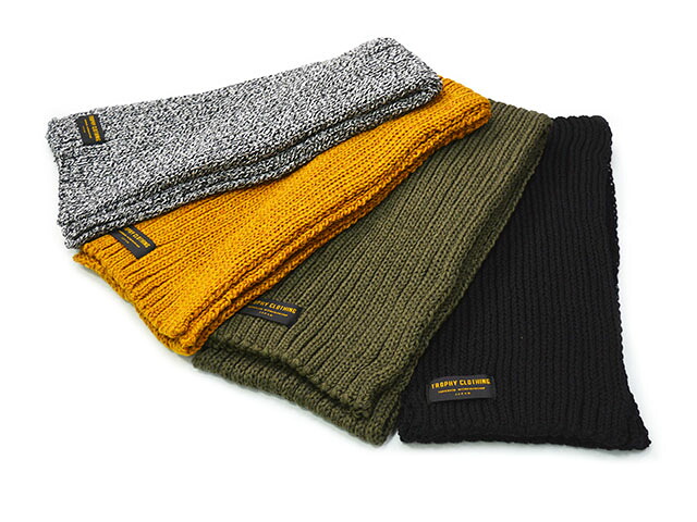 全4色【TROPHY CLOTHING/トロフィークロージング】2025AW「Low Gauge Knit Muffler/ローゲージニットマフラー」(TR25AW-801)(アメカジ/ハーレー/自動二輪車/日本の首都北米インディアン/熱っぽい極点/WOLF PACK/狼容器に並べる)
