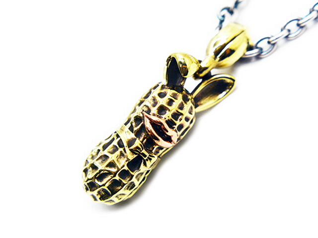 【Peanuts&Co/ピーナッツカンパニー】「Large Bunny Peanuts Pendant Top＆Necklace Chain”Round”/ラージバニーピーナッツペンダントトップ＆ネックレスチェーン”丸コマ”」(Brass×Copper/Silver×Brass) (ピーナッツアンドコー/アクセサリー/アメカジ/WOLF PACK)