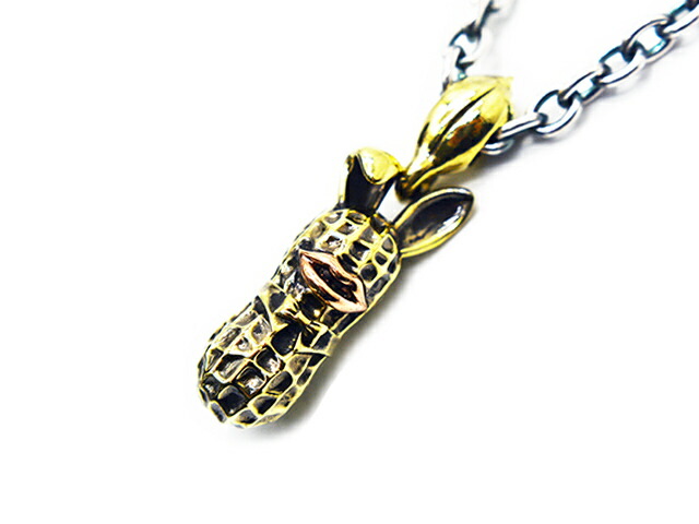 【Peanuts&Co/ピーナッツカンパニー】「Medium Bunny Peanuts Pendant Top＆Necklace Chain”Round”/ミディアムバニーピーナッツペンダントトップ＆ネックレスチェーン”丸コマ”」(Brass×Copper/Silver×Brass) (ピーナッツアンドコー/アクセサリー/WOLF PACK)