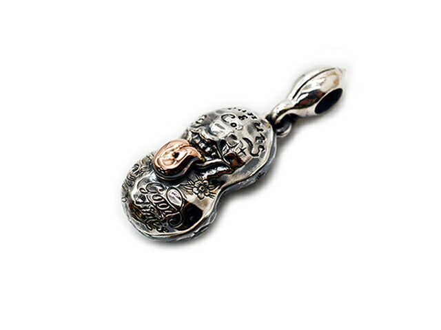 【Peanuts\u0026Co/南京豆相手】「Large Tattoo Bero Peanuts Pendant Top/ラージタトゥーベロピーナッツペンダントトップ」(Silver925×K10PG)(ピーナッツアンドコー/佩び物/宝飾品/アメカジ/ハーレー/差し上げ物/WOLF PACK/狼風呂敷き包み)