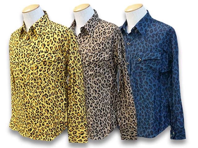 全3色【SKULL FLIGHT/スカルフライト】2023SS「Riders Leopard Western Shirts/ライダースレオパードウエスタンシャツ」【対応】 (CALIFORNIA LINE/カリフォルニアライン/アメカジ/ハーレー/ホットロッド/WOLF PACK/ウルフパック)