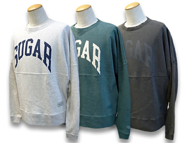 全3色【Sugar＆Co./シュガーアンドコー】2022AW「Box Sweat”Arch Logo”/ボックススウェット”アーチロゴ”」(SGR-SW11)【対応】 (デニム/ジーンズ/インディゴ/アメカジ/ハーレー/ホットロッド/ミリタリー/WOLF PACK/ウルフパック)