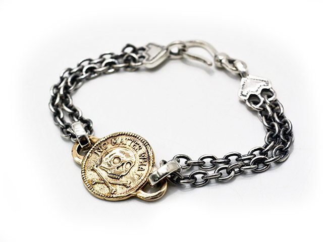 【HΦS/エイチファイエス】「NO MATTER WHAT BRACELET/ノーマターワットブレスレット」(25HS-BR001-K10YG) (galcia/ガルシア/UNCHANGING LOVE/アンチェンジングラブ/POP EYES/ポップアイズ/アメカジ/ホットロッド/WOLF PACK/ウルフパック)