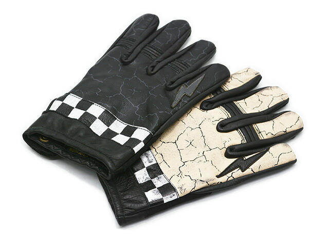 VIN & AGE バイクグローブ 黒と白 全2色【Vin&Age/ヴィン&エイジ】2023SS「Checkered Glove/チェッ