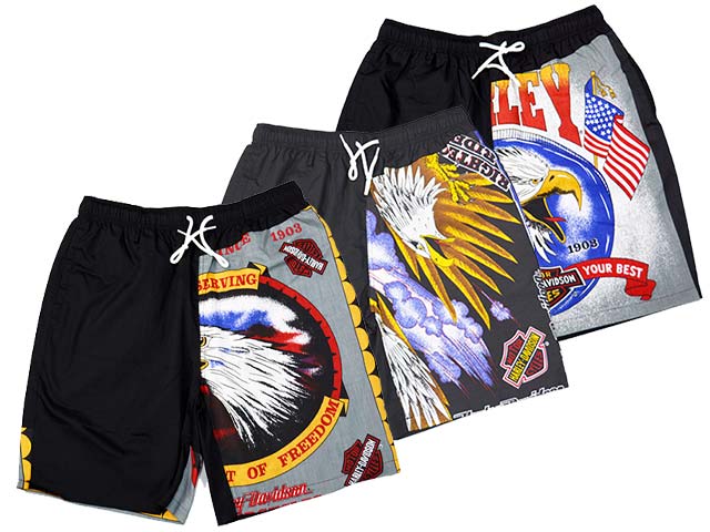 全3柄「H-D Bandana Easy Shorts/H-Dバンダナイージーショーツ」(STUP-1)(アメカジ/ハーレー/ハーレーダビッドソン/バイク/バイカー/ホットロッド/ホイールズアパレル/WOLF PACK/ウルフパック)｜WOLF PACK店
