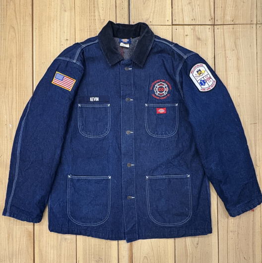 【中古】美品 大きいサイズ DICKIES/ディッキーズ 古着 FIREMAN/ファイヤーマン カバーオールジャケットライナーブランケット XL 消防士