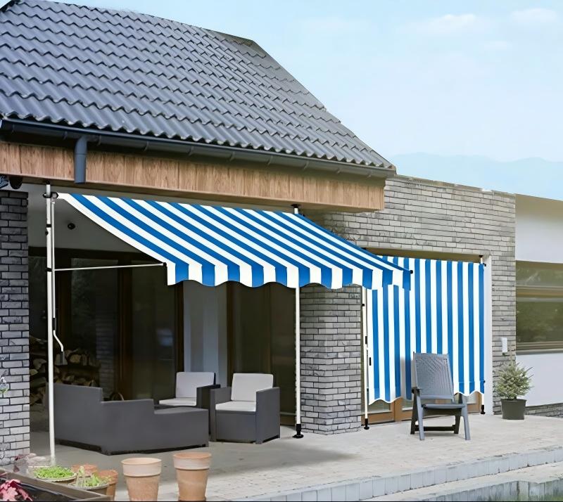 ベランダ テント オーニングテント 200cm 250cm テント オーニング シェード サンシェード ベランダテント 日除け 雨よけ オーニングテント 紫外線 撥水 UVカット 巻き上げ式テント 簡単設置 ツッパリ式 パンチフリー