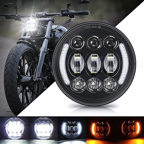 適合車種: 5.75インチ丸型LEDヘッドライトを装備したオートバイ（ハーレー系など）
