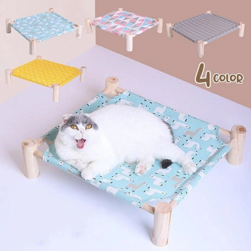 ハンモック風 猫用 猫ベッド 犬ベッド 猫用品 犬用品 ペット用品 室内用 木製 寝床 四角形 ペット用品 寝具 自立式 インテリア スクエア アルパカ チェック柄 アニマル柄 可愛い ネコ用 ペットグッズ 屋内 小型犬 チェック柄