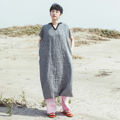 Fog Linen Work フォグリネンワーク Sherry Dress Toothhound Check シェリー ワンピース 白黒千鳥格子 Lwa326 Bkche Andapt Com