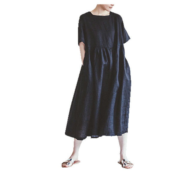 Fog Linen Work フォグリネンワーク Tina Dress Black ティナ ワンピース ブラック Lwa338 17 Rvcconst Com