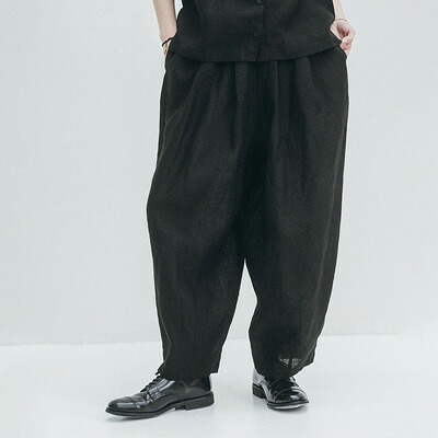 fog linen work フォグリネンワーク クイン コクーン パンツ ブラック LWC032-17｜リシュ