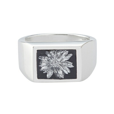 指輪・リング XOLO SignetRing with  Purple Flower Signet Ring with Royal Purple Flower(L JP18-19 Silver/シルバー