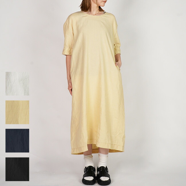 ホームスパン homespun リネンラップドレス 麻素材 七分袖 楽天市場】【homspun (ホームスパン) 】リネンバイオフロント
