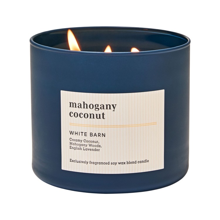 バスアンドボディワークス マホガニーココナッツ 3芯キャンドル 411g Bath & Body Works Mahogany Coconut3-Wick Candle 14.5 oz / 411 g 【お取り寄せ商品】｜Costopa