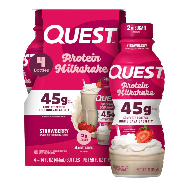 クエスト プロテインミルクシェイク ストロベリー味 414ml 12本入り RTD: Quest 45g: Strawberry (12/14oz) 【お取り寄せ商品】【合わせて買いたい】