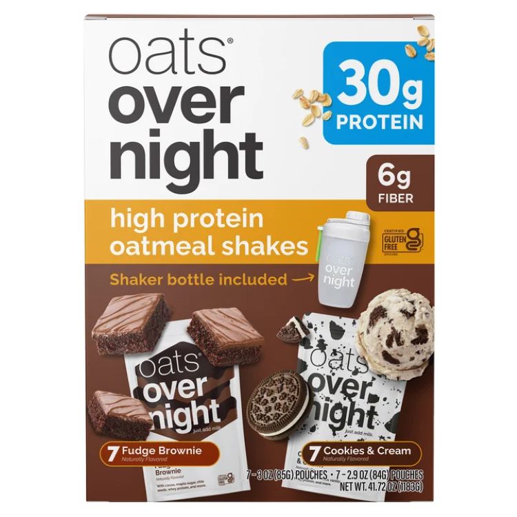 オーツオーバーナイト バラエティパック プロテインシェイク クッキー&クリーム&ファッジブラウニー 14食セット Oats Overnight Variety Pack, 30g Protein Shake, Cookies & Cream, Fudge Brownie, 14-pack 【お取り寄せ商品】|Costopa
