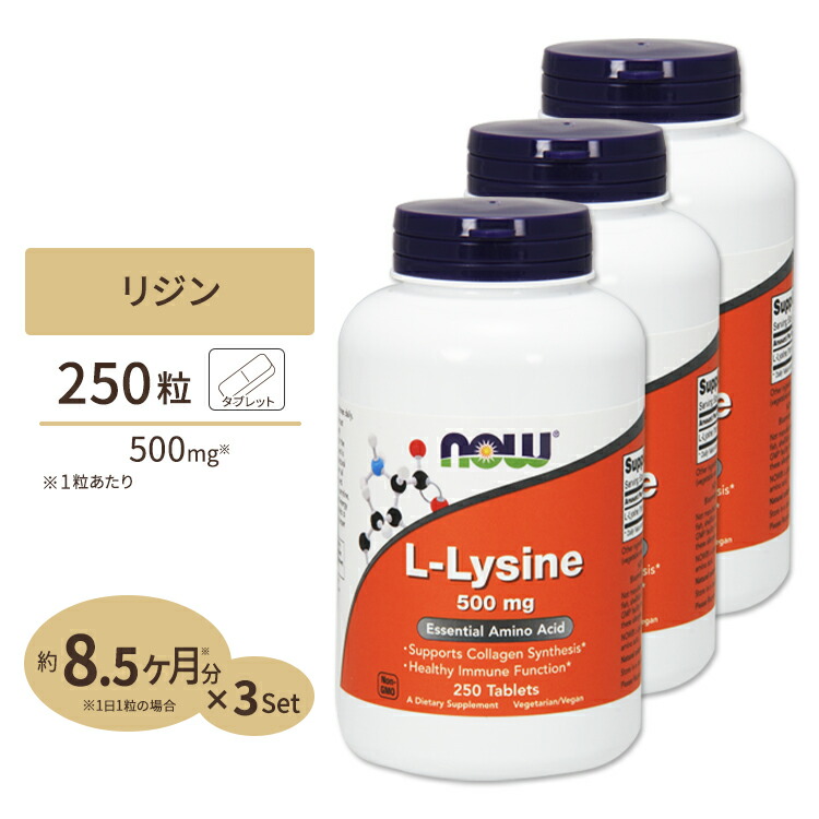 おすすめ】 L-リジン 500mg 250粒 NOW Foods ナウフーズ 3個セット www.ambienteymedio.tv