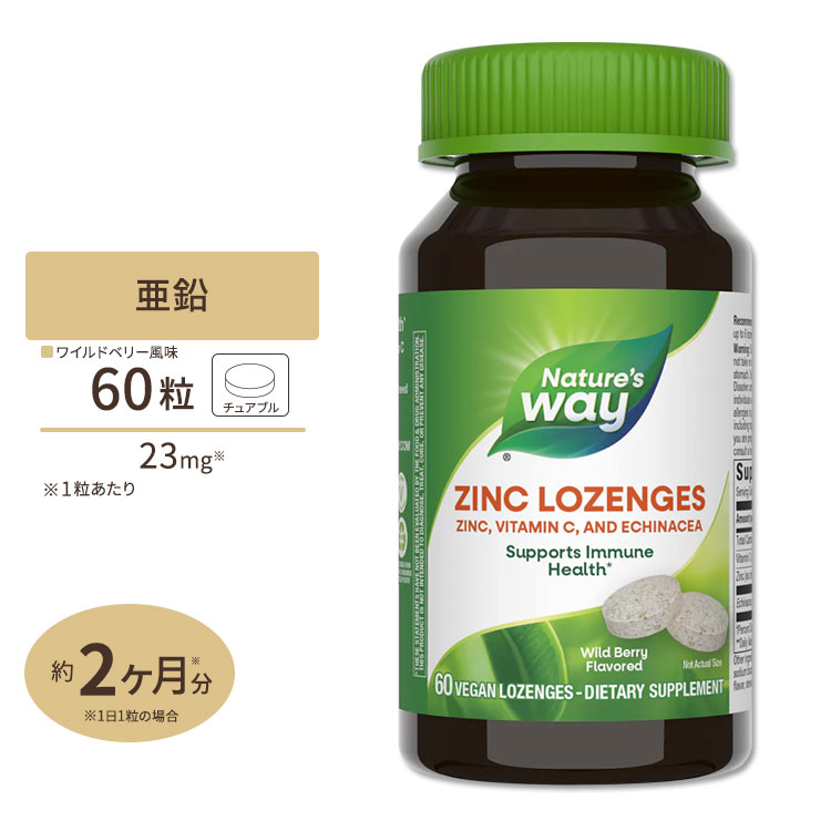 【ネイチャーズウェイ 亜鉛トローチ ワイルドベリー味 60個 Nature's Way Zinc 60 Vegan Lozenges  ミネラル Zn サプリ 元気 生活習慣 Costopa