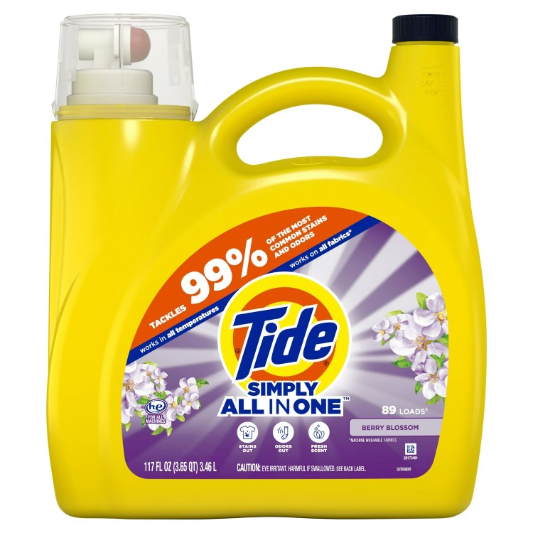 タイド シンプリー 液体洗濯洗剤 ベリーブロッサムの香り 3.45L 89回分 Tide Simply Liquid Laundry Detergent, Berry Blossom Scent, 117 fl oz, 89 Loads 【お取り寄せ商品】【合わせて買いたい】