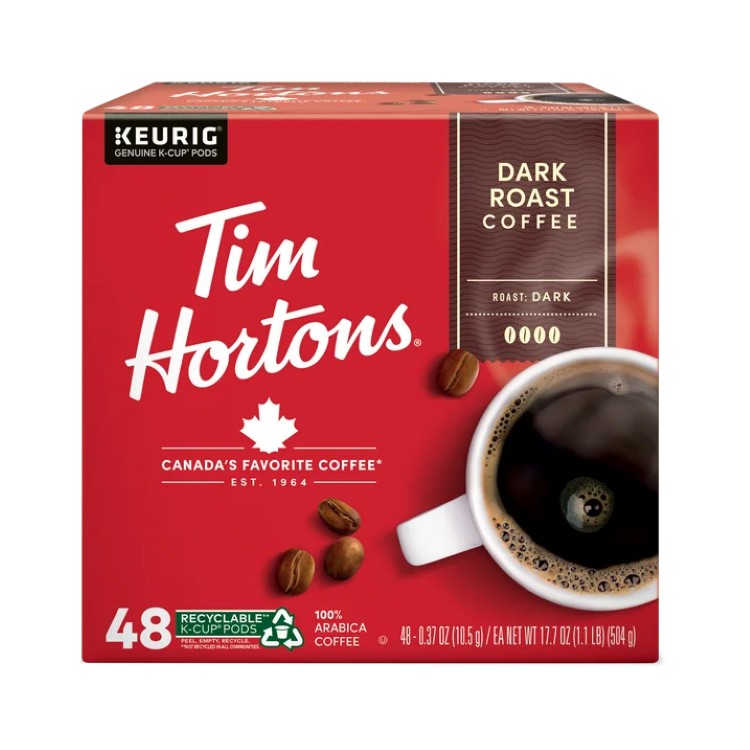 ティムホートンズ ダークロースト コーヒーカプセル Kカップ 48個入り Tim Hortons Dark Roast Single Serve Coffee Pods, 48ct 【お取り寄せ商品】