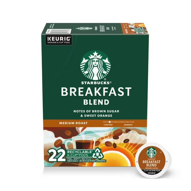 スターバックス ブレックファーストブレンド ミディアムロースト Kカップ 22個 Starbucks Breakfast Blend, Hot or Iced Coffee, Medium Roast K-Cup Coffee Pods, 22 Count 【お取り寄せ商品】