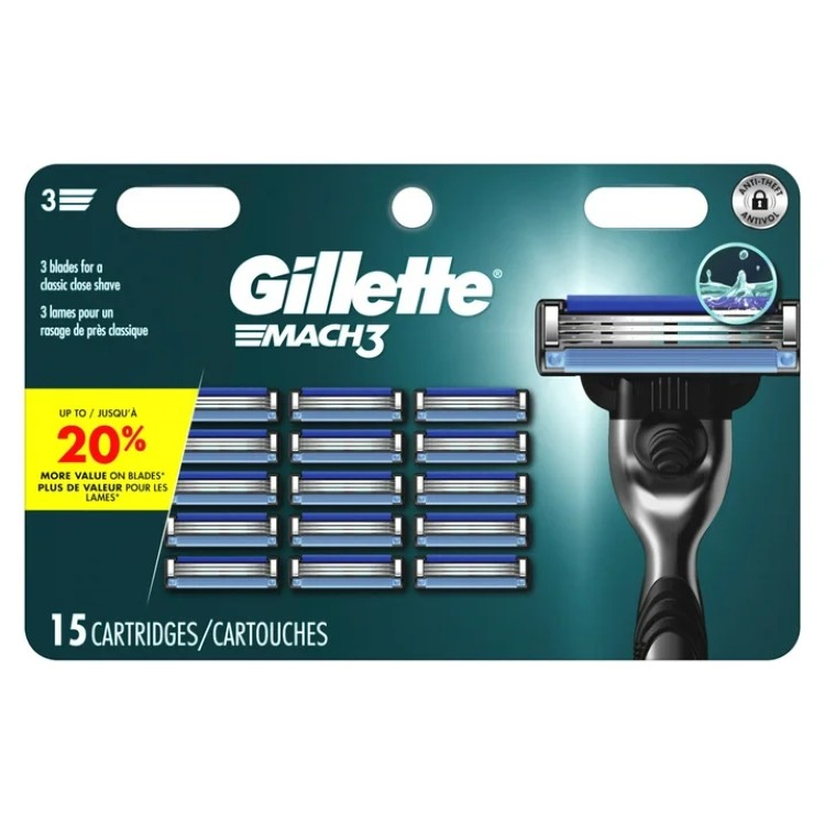 ジレット マッハ3 替刃 男性用カミソリ替刃 15個 Gillette Mach3 Razor Blade Refills for Men, 15 Count 【お取り寄せ商品】｜Costopa