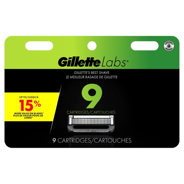 ジレット ラボ メンズカミソリ替刃 角質ケアバー付き グリーン 9個セット Gillette Labs Men's Razor Blade Refills with Exfoliating Bar, Green, 9 Refills 【お取り寄せ商品】｜Costopa