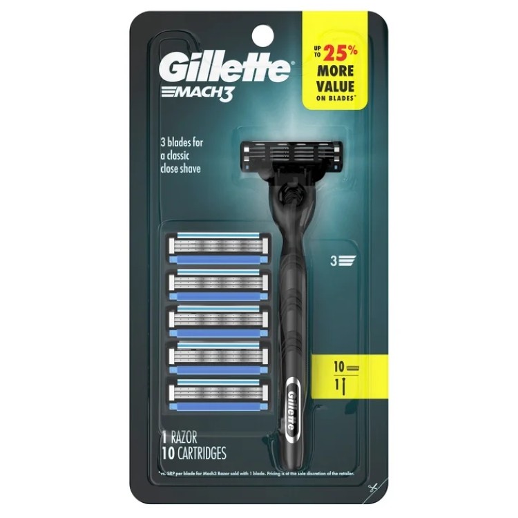 【ポイントUP★2日20時-】ジレット マッハ3 メンズカミソリ 本体 替刃10個付 Gillette Mach3 Shaving Razor for Men, Razor Handle, 10 Blade Refills 【お取り寄せ商品】