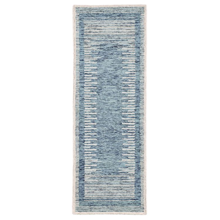 【ウォルマートブランド】ベターホームズ＆ガーデンズ ウールブレンドランナー 約69&times;213cm ブルー Better Homes & Gardens Blue Abstract Wool Blend Indoor Runner Rug, 27inch x 84inch 【お取り寄せ商品】｜Costopa