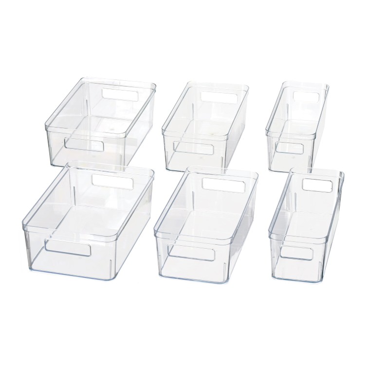 【ウォルマートPB】メインステイズ 冷蔵庫収納ボックス 6点セット クリアプラスチック Mainstays 6-Piece Fridge Storage Bin Set, Clear Plastic 【お取り寄せ商品】｜Costopa