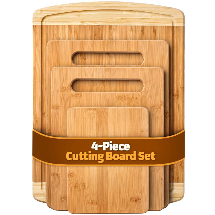 バンブーまな板 4枚セット ジュース溝付き Bamboo Wood Cutting Board Set with Juice Groove, Set of 4 【お取り寄せ商品】｜Costopa
