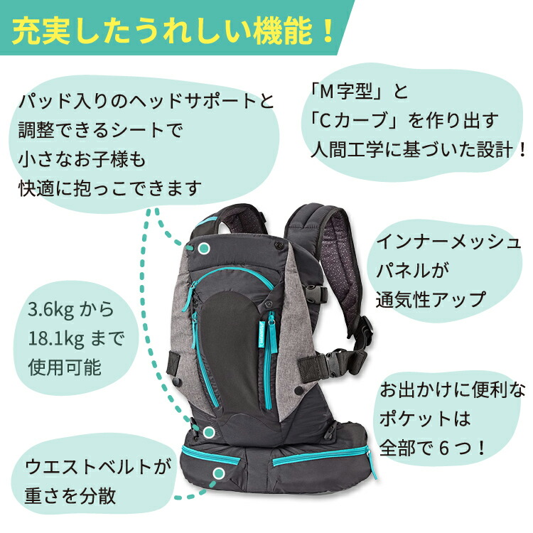 インファンティーノ キャリーオンマルチポケットキャリア ブラック 抱っこ紐